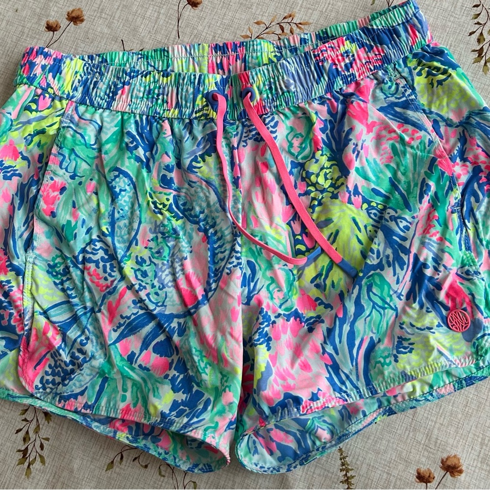 Lilly Pulitzer Pink and Blue Athletic Shorts Vibrant Design